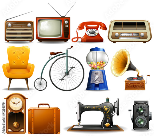 Many type of vintage objects