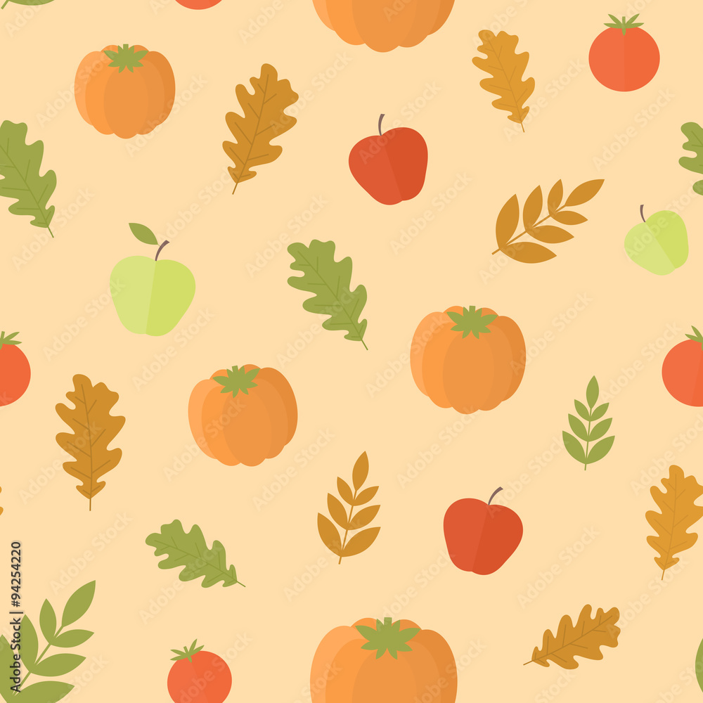 Seamless background with pumpkins and leaves Seamless background with pumpkins and leaves