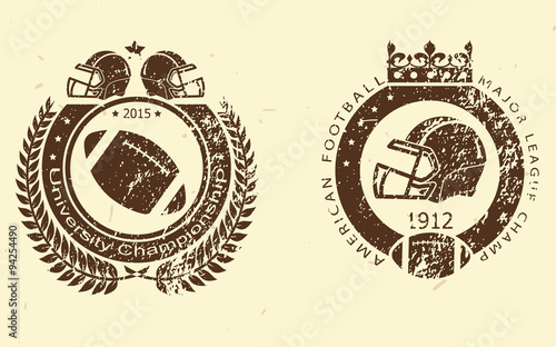 Football emblems distressed prints