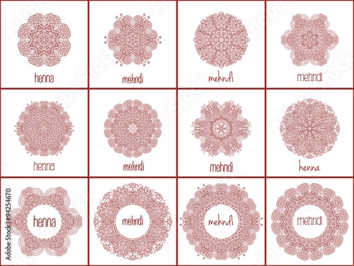 Mehndi logo templates. Round patterns