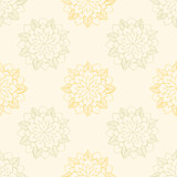 Seamless pattern with hand-drawn abstract flowers