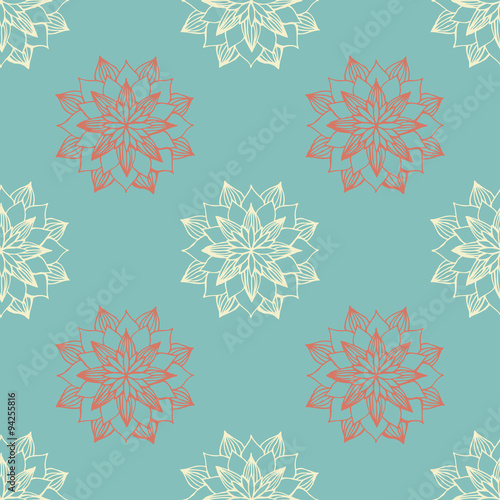 Seamless pattern with hand-drawn snowflakes