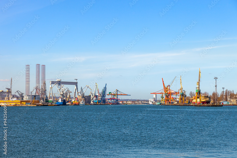 View of the shipyard and port of Gdynia, Poland.