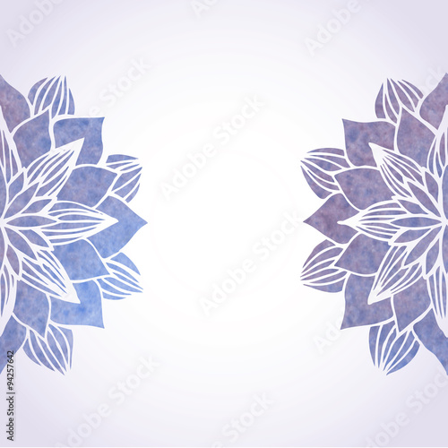 Illustration with watercolor violet floral patterns