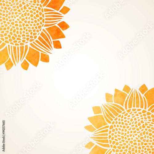 Vector illustration with watercolor sunflowers