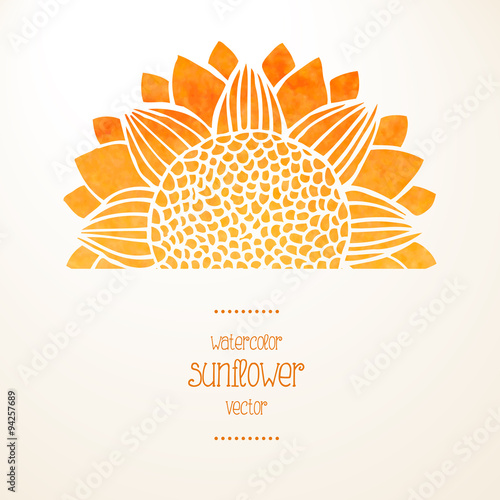 Watercolor sunflower. Vector background