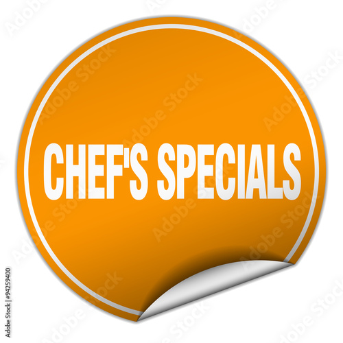 chef's specials round orange sticker isolated on white
