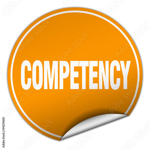 competency round orange sticker isolated on white