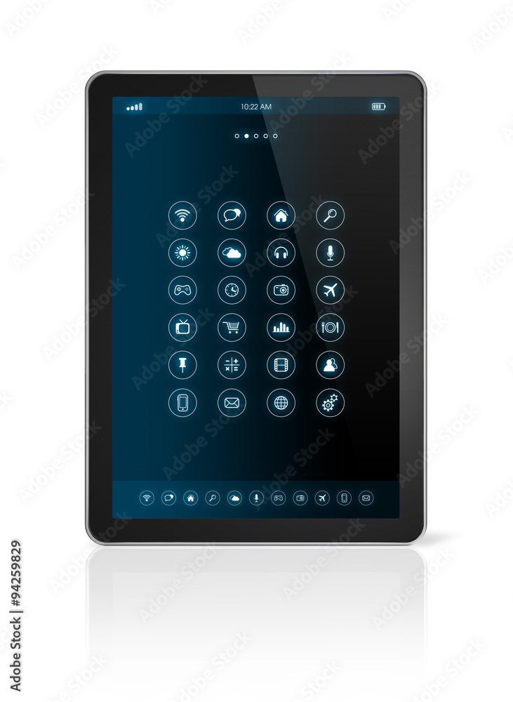 tablet pc with apps icons interface tablet pc with apps icons interface