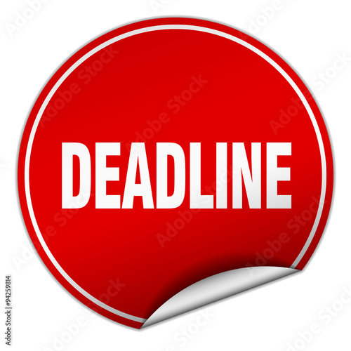 deadline round red sticker isolated on white