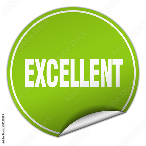 excellent round green sticker isolated on white
