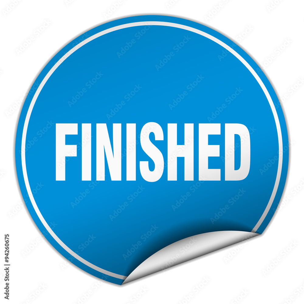 finished round blue sticker isolated on white