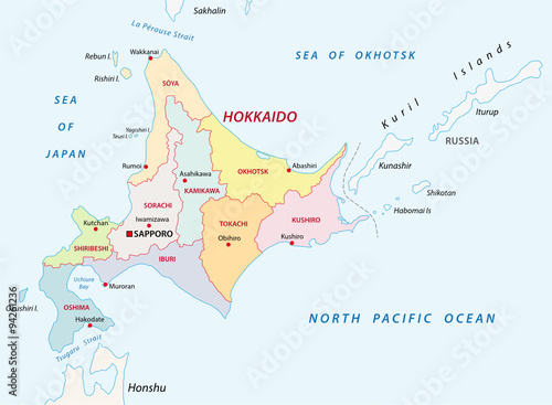 Hokkaido administrative map