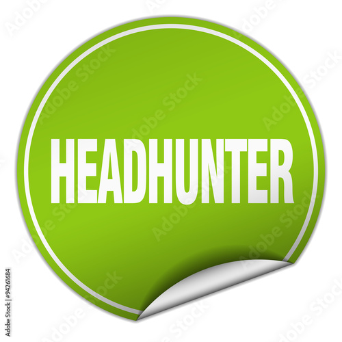 headhunter round green sticker isolated on white