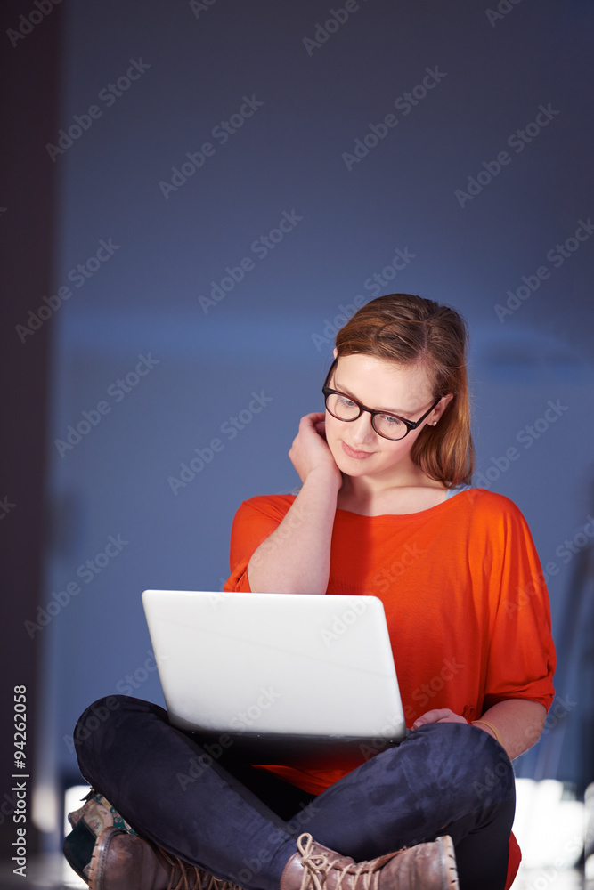 student girl with laptop computer student girl with laptop computer