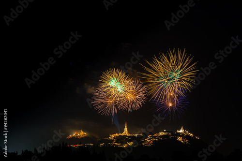 Amazing fireworks light up the sky with dazzling display. © pojvistaimage