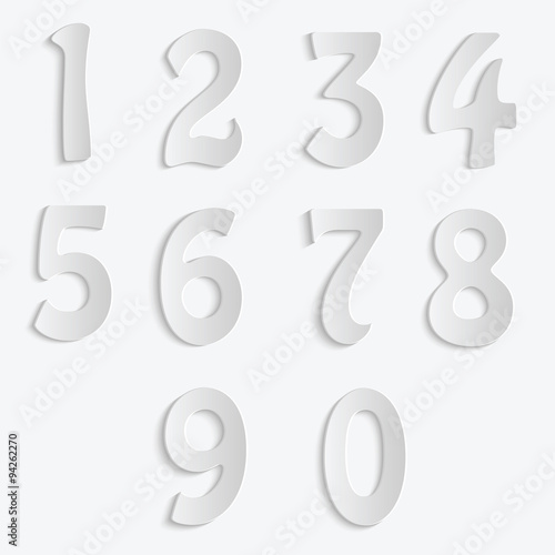 Set of numbers isolated on white background