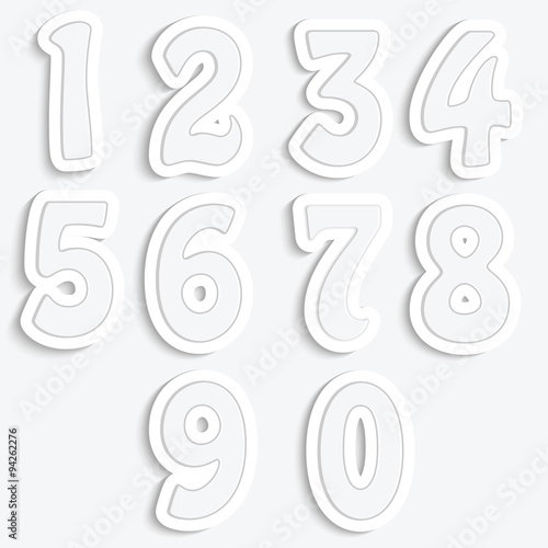 Set of numbers isolated on white background