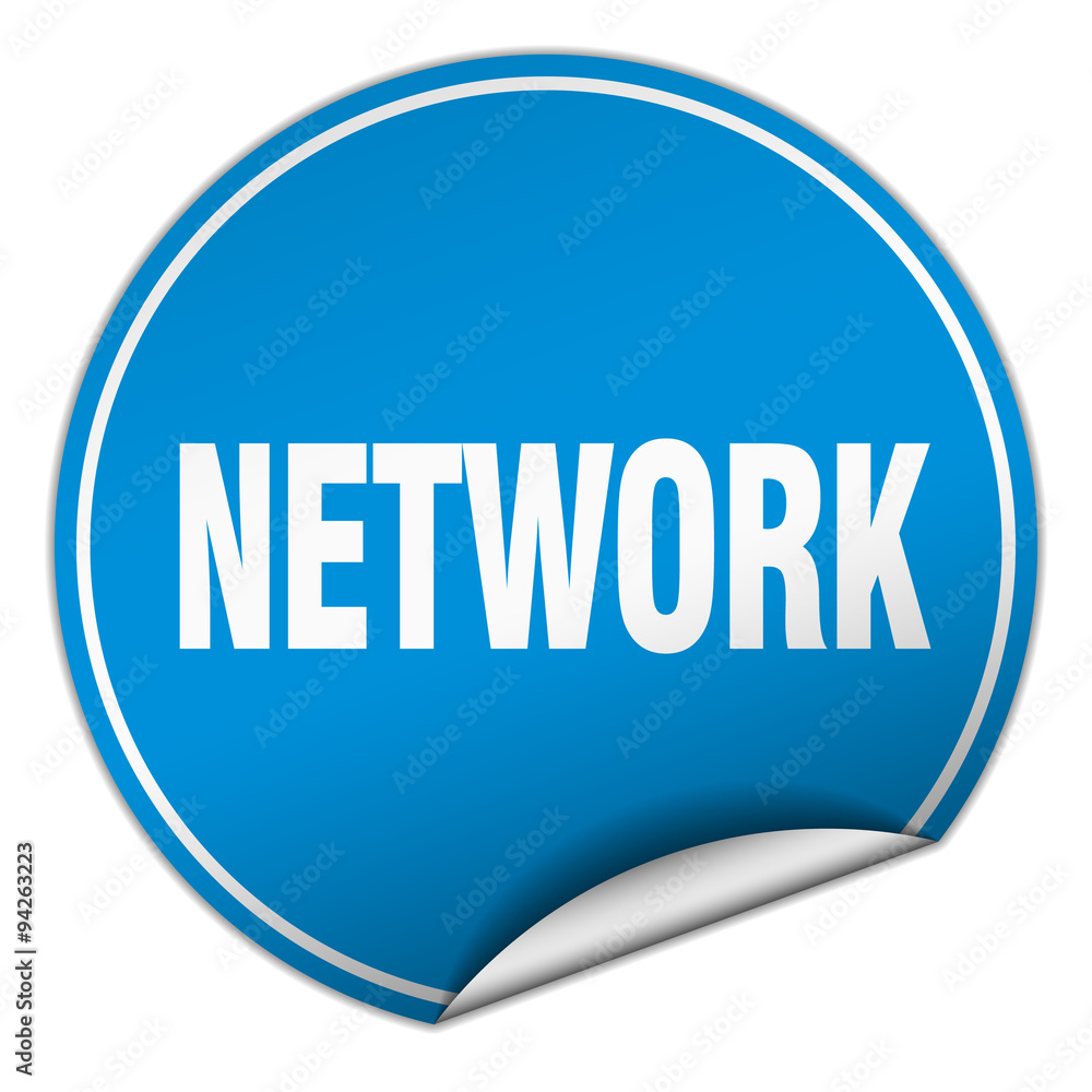 network round blue sticker isolated on white network round blue sticker isolated on white