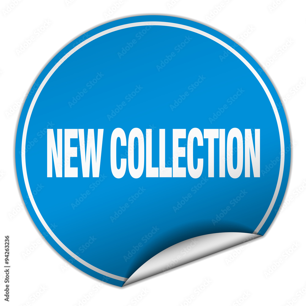 new collection round blue sticker isolated on white new collection round blue sticker isolated on white