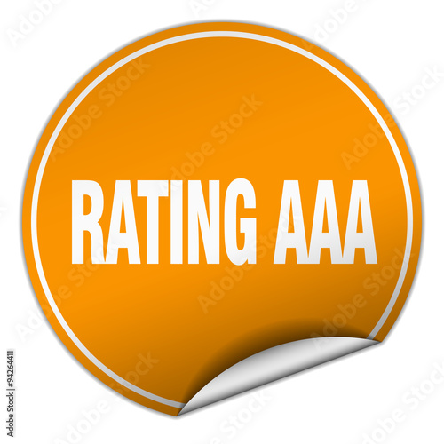 rating aaa round orange sticker isolated on white