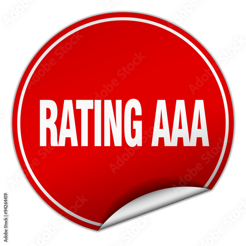 rating aaa round red sticker isolated on white