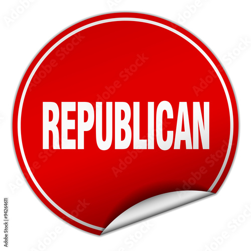 republican round red sticker isolated on white