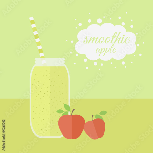 Apple smoothie in jar on a table