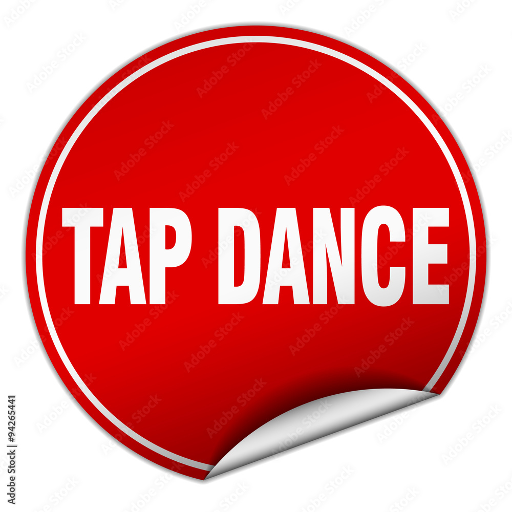 tap dance round red sticker isolated on white tap dance round red sticker isolated on white
