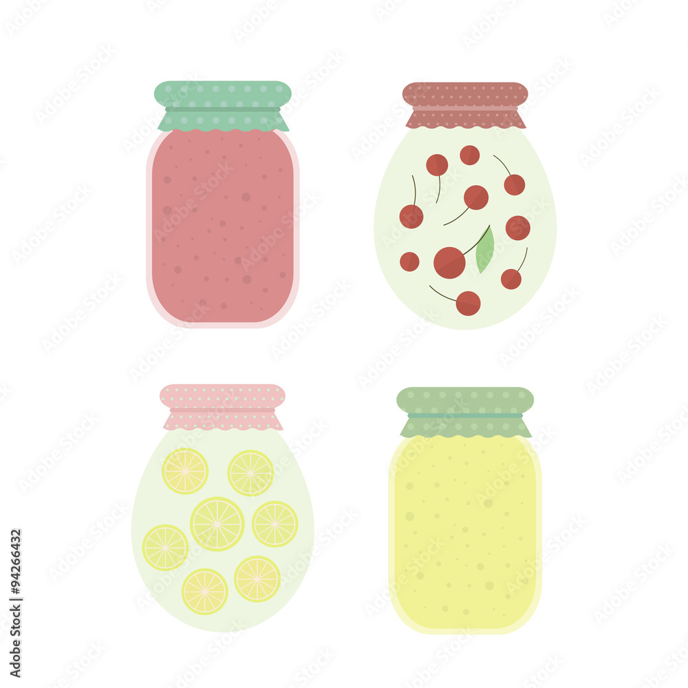 Jam in jars. Vector illustration