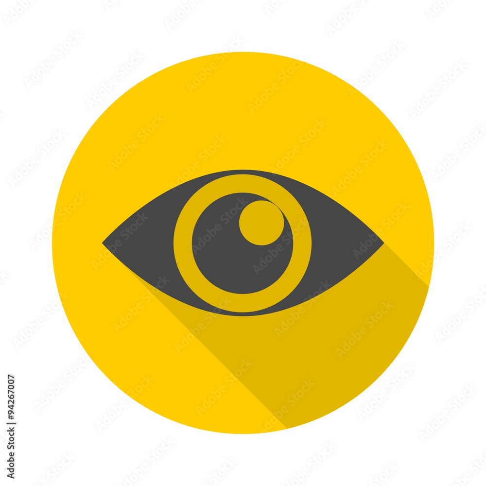 Eye sign icon with long shadow Eye sign icon with long shadow