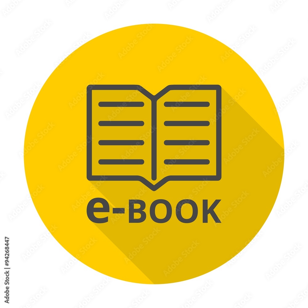 E-Book sign icon with long shadow E-Book sign icon with long shadow