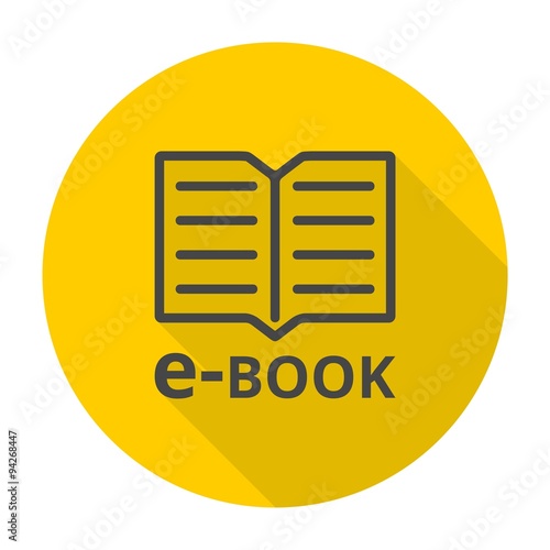 E-Book sign icon with long shadow