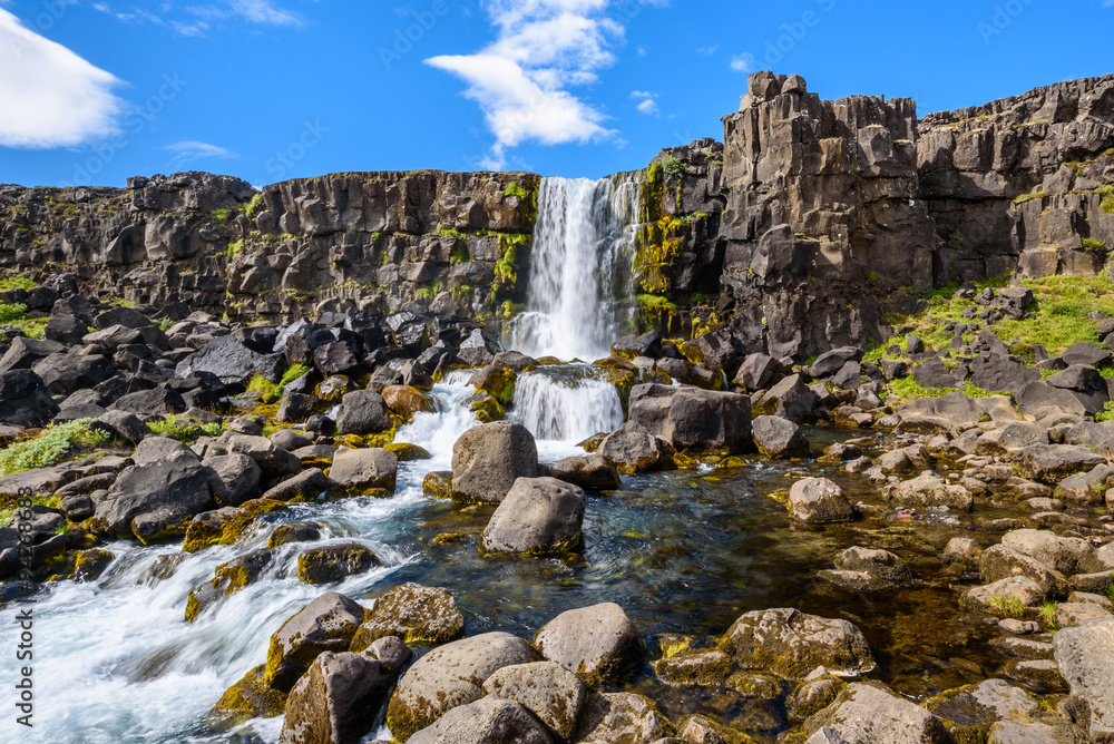 Fototapeta premium Oxararfoss waterfall, Thingvellir National Park, Iceland