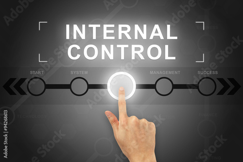 hand clicking internal control button on a screen interface