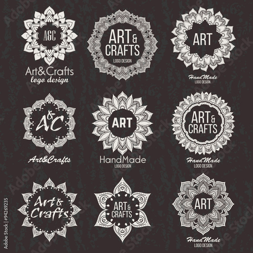 Oriental high quality logo templates set. Vector ethnic ornamental design for beauty salons, spa, massage, barber shops, saunas, healthcare and medicine