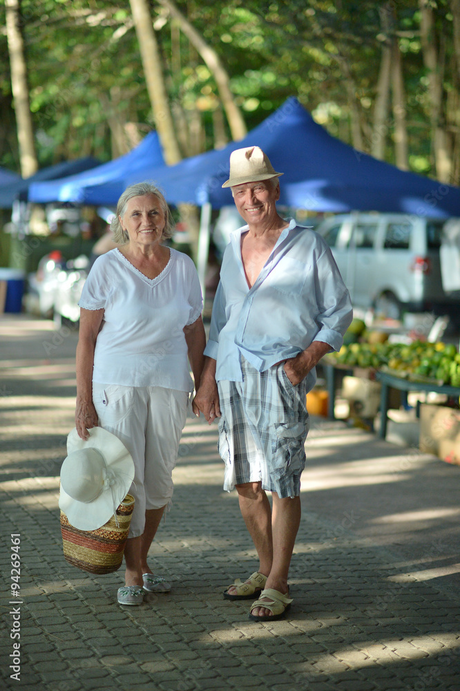 Senior couple resting at the resort Senior couple resting at the resort