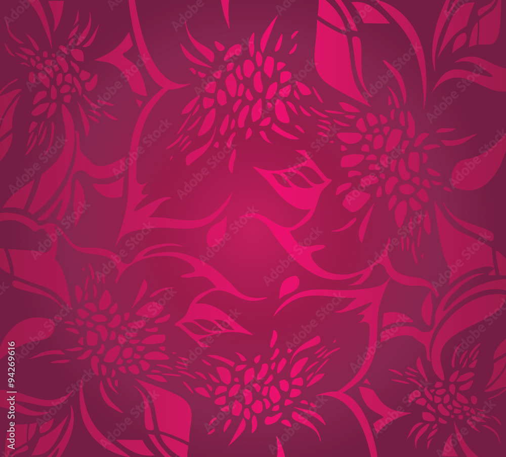 Red floral decorative holiday background with floral ornaments