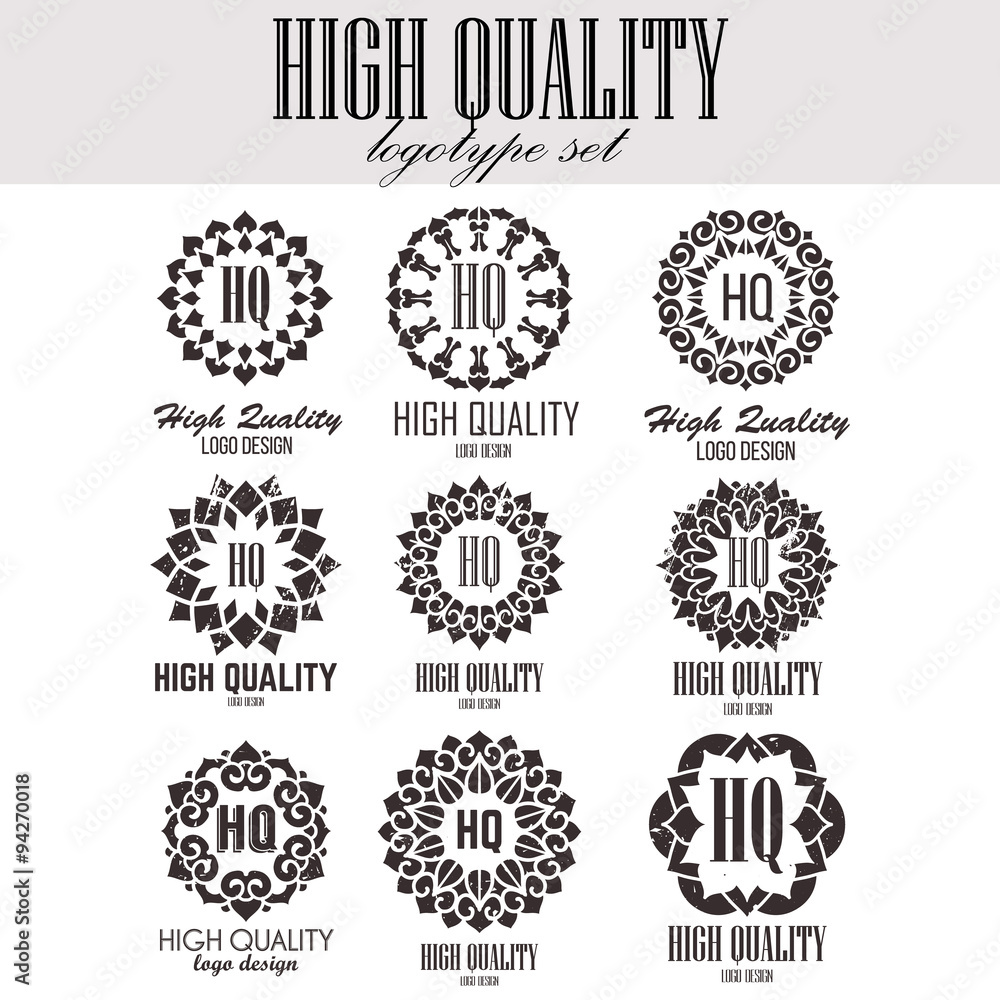 Oriental high quality logo templates set. Vector ethnic ornamental design for beauty salons, spa, massage, barber shops, saunas, healthcare and medicine.