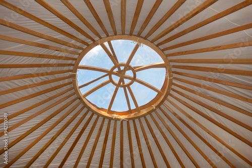 Constructing a yurt, called a ger