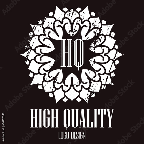 Ethnic logotype decorative element. Hand drawn elegant lineart logo design. Vector illustration. Islam, Arabic, Indian, ottoman motifs.