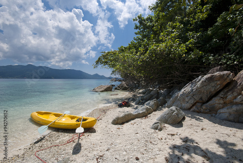 Kayak on a white sandy beach of Koh Yuak, Trat, Thailand