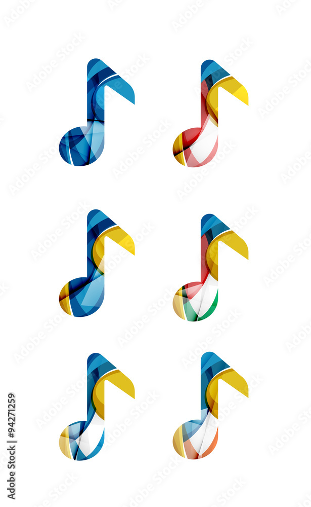 Fototapeta premium Set of abstract music note icon, business logotype concepts
