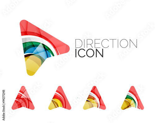 Set of abstract directional arrow icons, business logotype gps