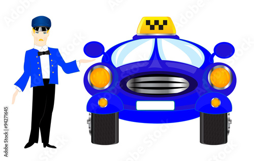 Chauffeur taxi on white background