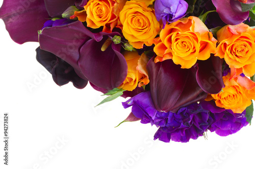 Calla lilly and eustoma flowers photo