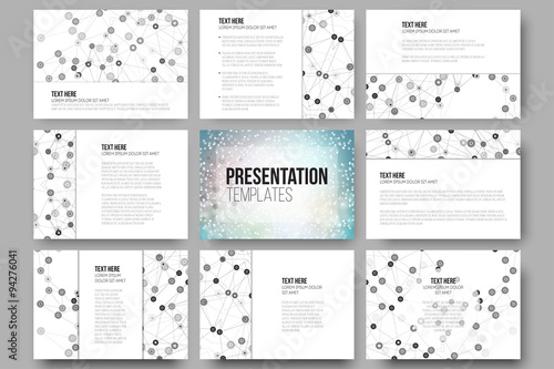 Set of 9 templates for presentation slides. Molecular structure