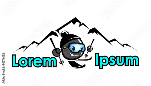 Funny emoticon skiing
