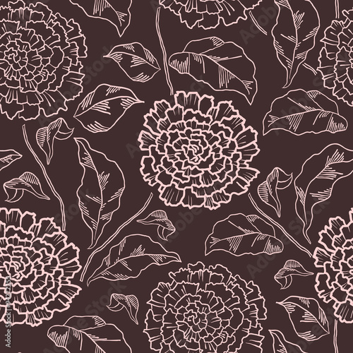 Vector Seamless floral pattern with chrysanthemums