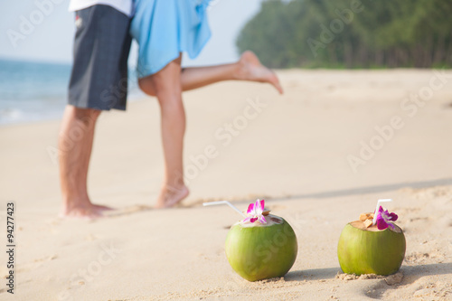 two coconut on the beach 